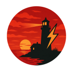 Red Sky at Night Electric lighthouse logo